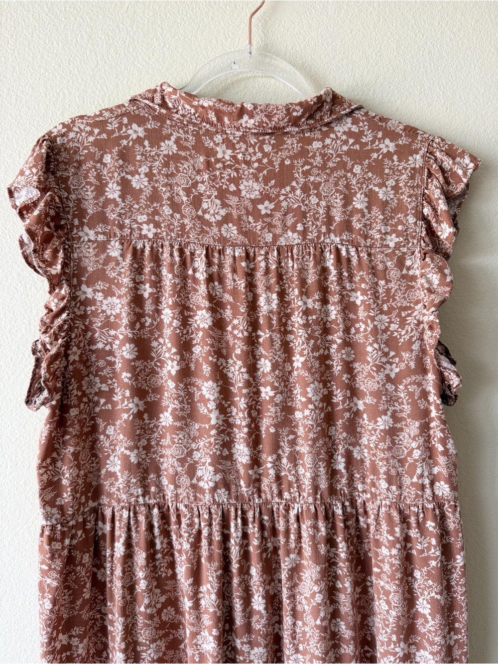 Lucky Brand Boho Floral Tiered Button Front Mini Dress Rayon - Picture 9 of 13